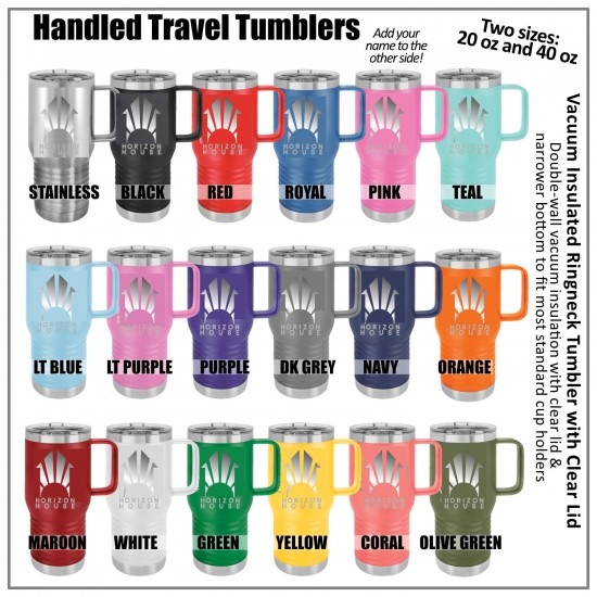 HH 20 or 40 oz Handled Travel Tumbler with Logo